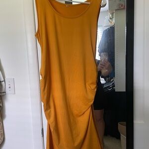 Asymmetrical Sleeveless Dress in Vibrant Orange